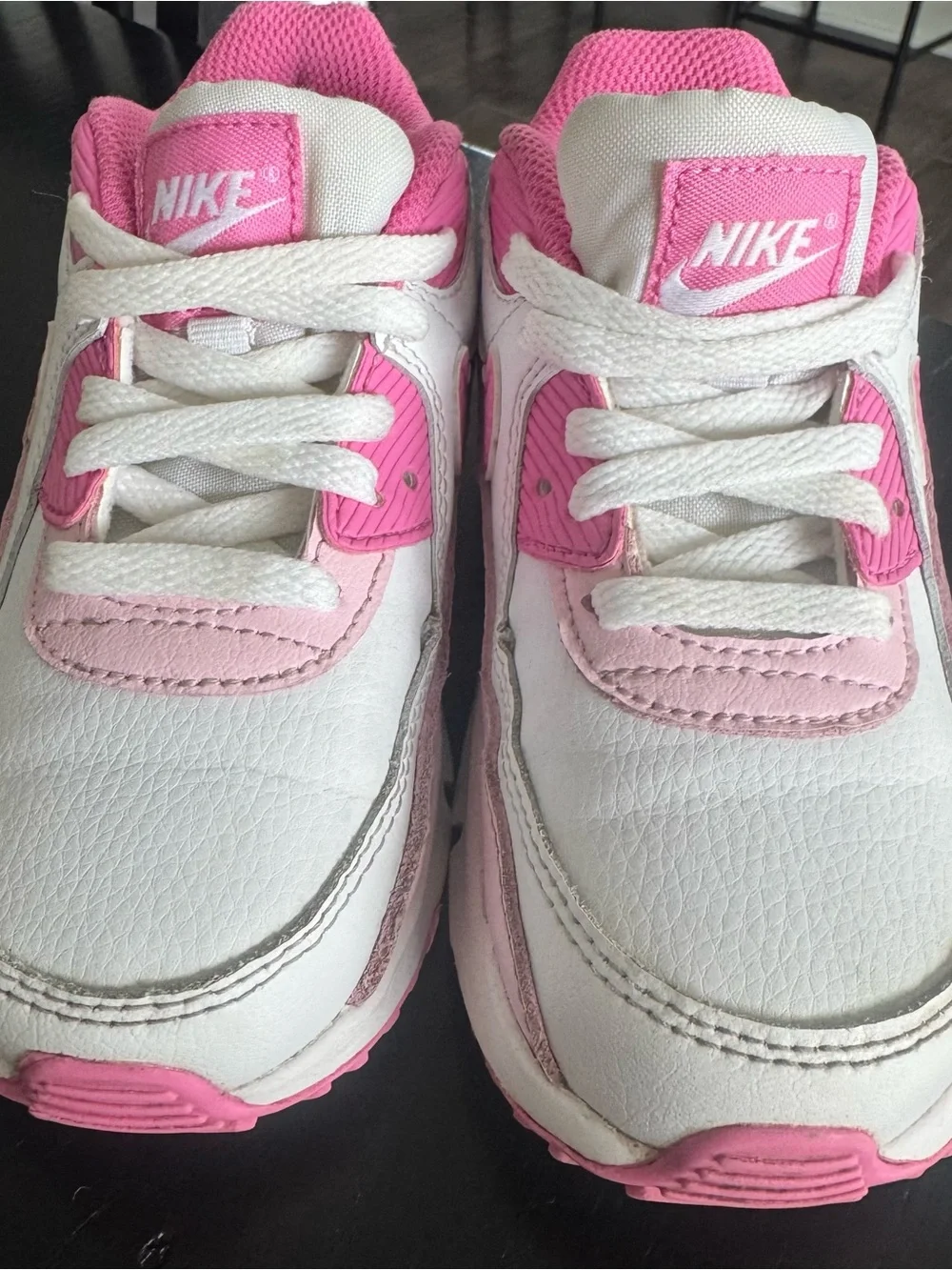 Nike Kids White and Pink Air-Style Sneakers
